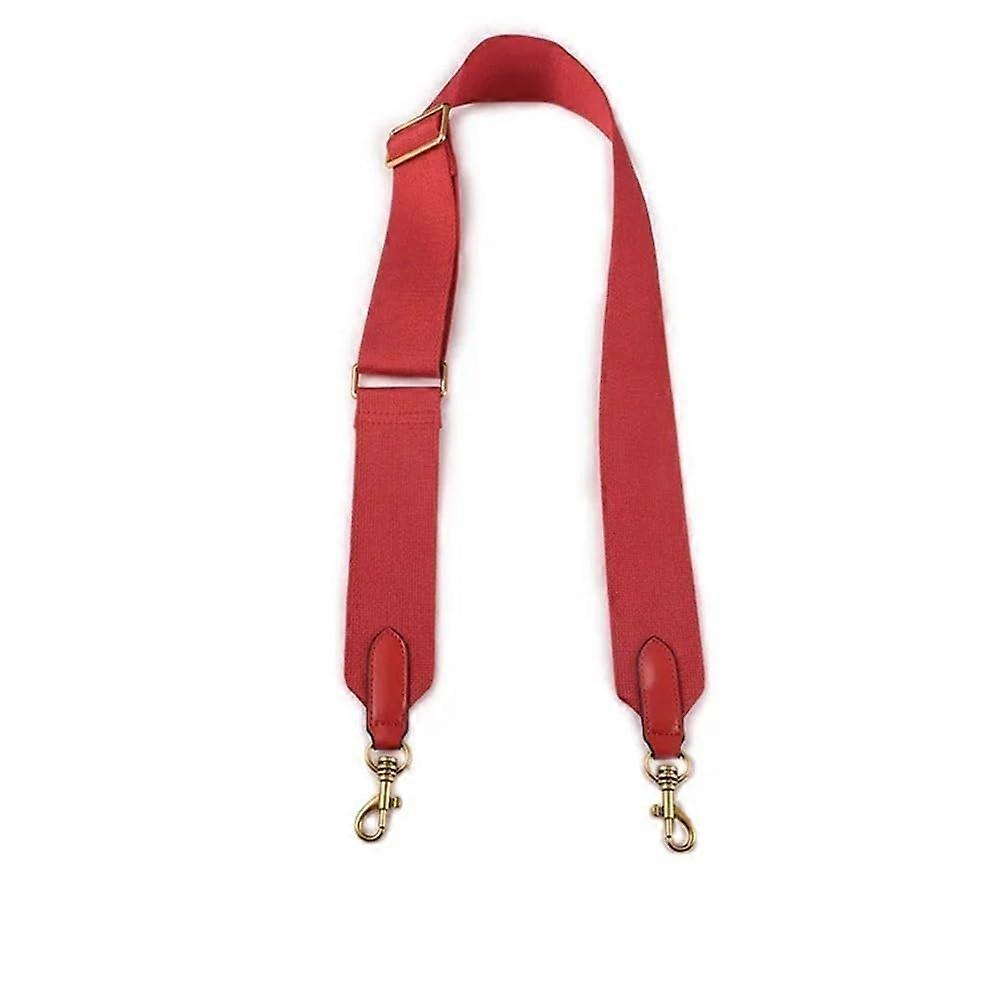 Bag Strap Replacement 5cm Wide Adjustable Canvas with Leather Ends Red Handbag Shoulder Strap