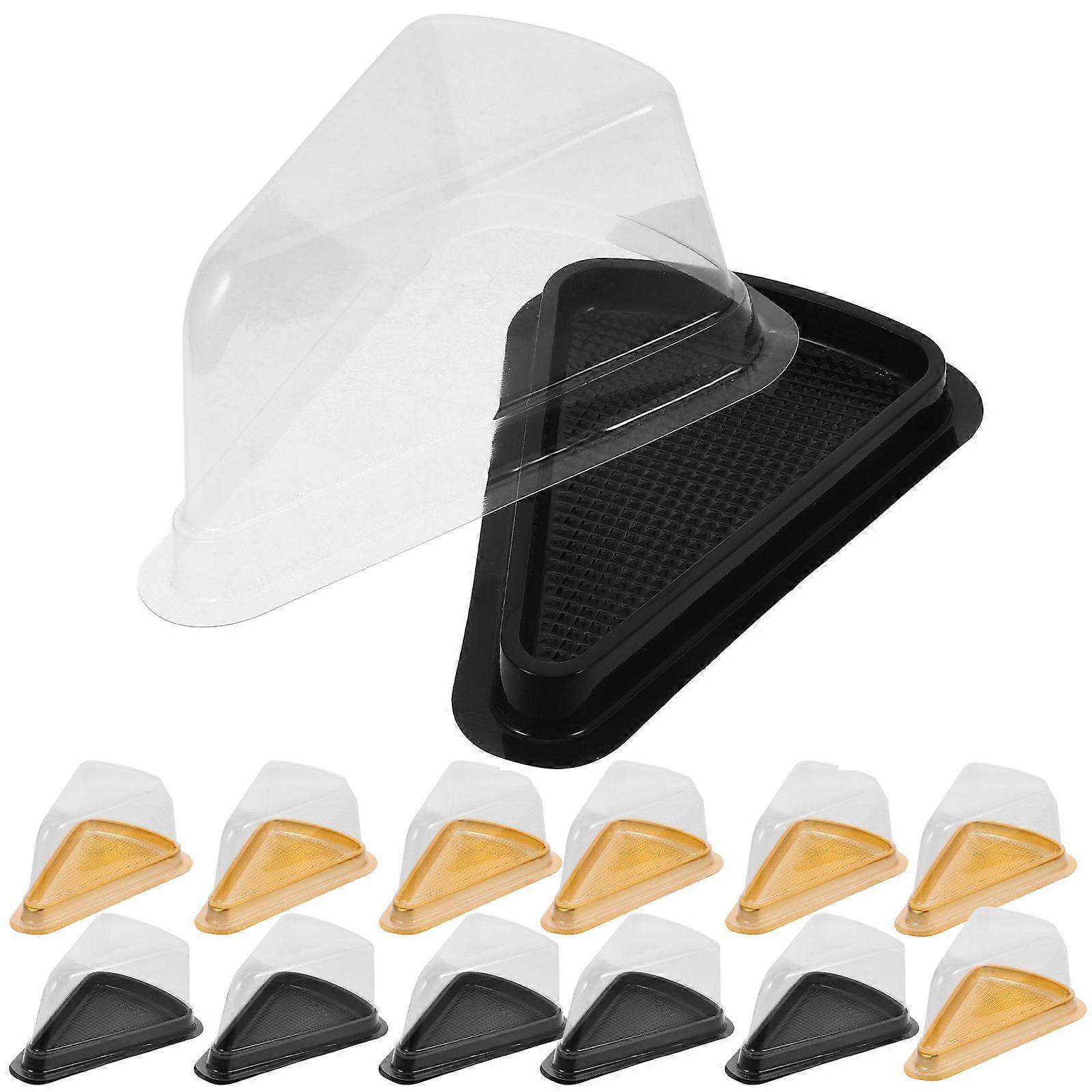 40Pcs Cake Slice Boxes Useful Cake Slice Containers Plastic Triangular Packaging Boxes