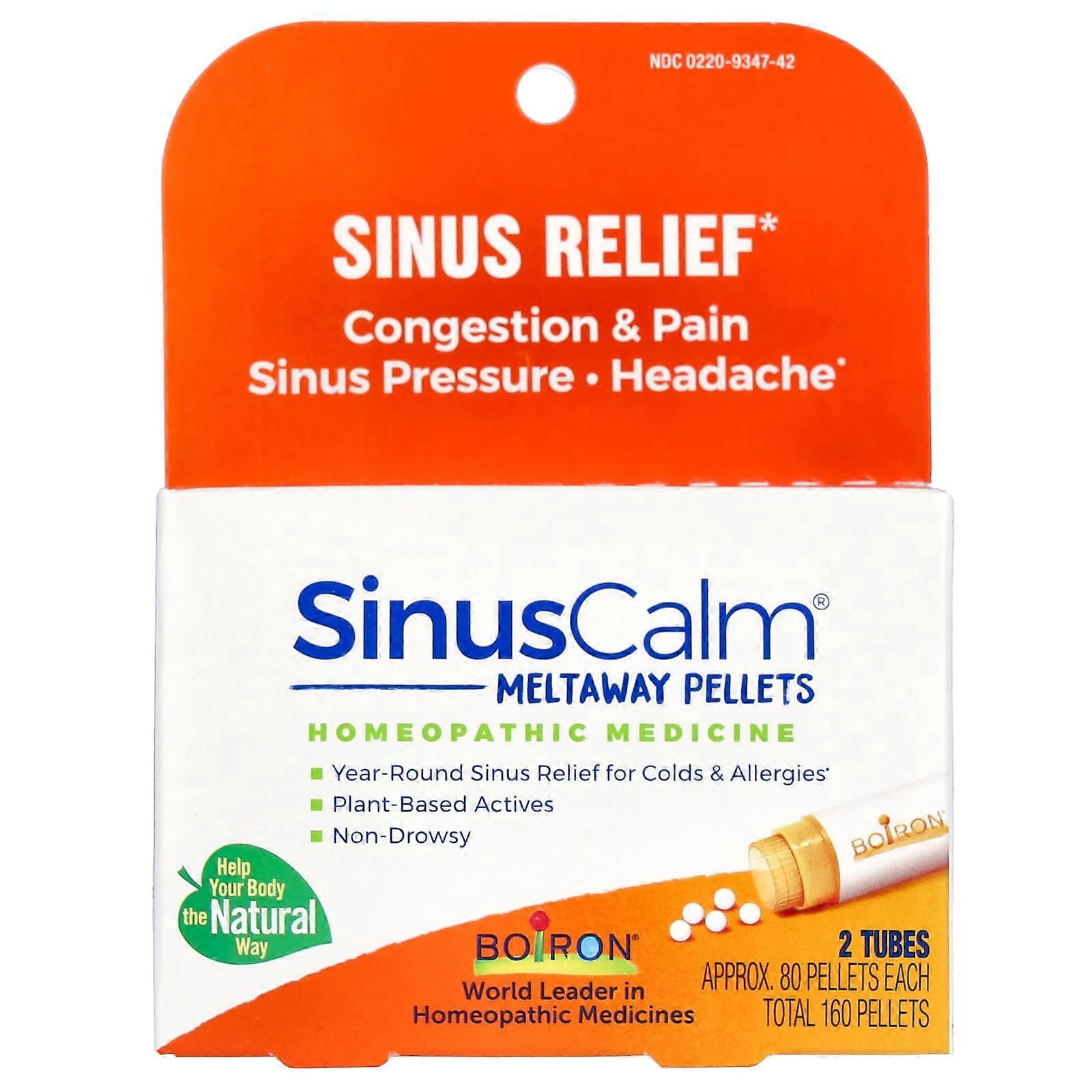 Boiron, SinusCalm Sinus Relief, 2 Tubes, Approx. 80 Quick-Dissolving Pallets Per
