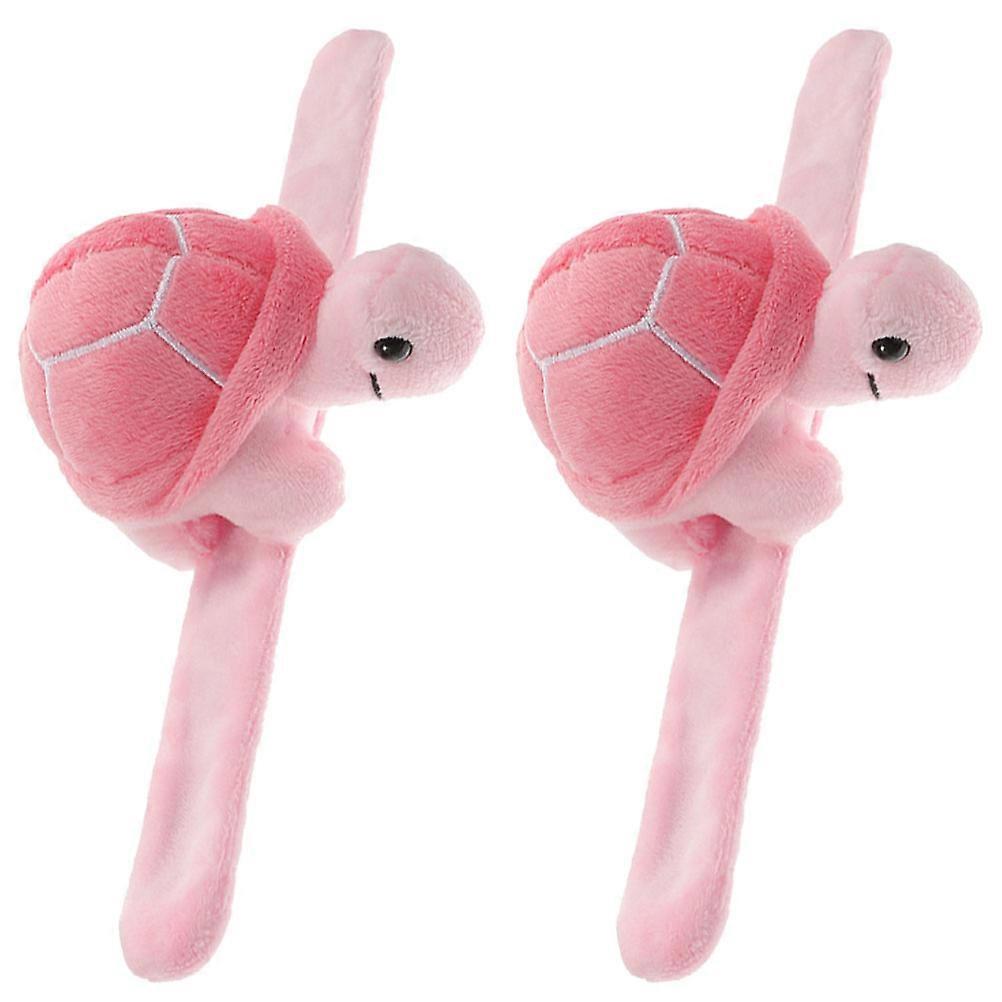 Plush Slap Bracelets Stuffed Turtle Shape for Playing 2Pcs
