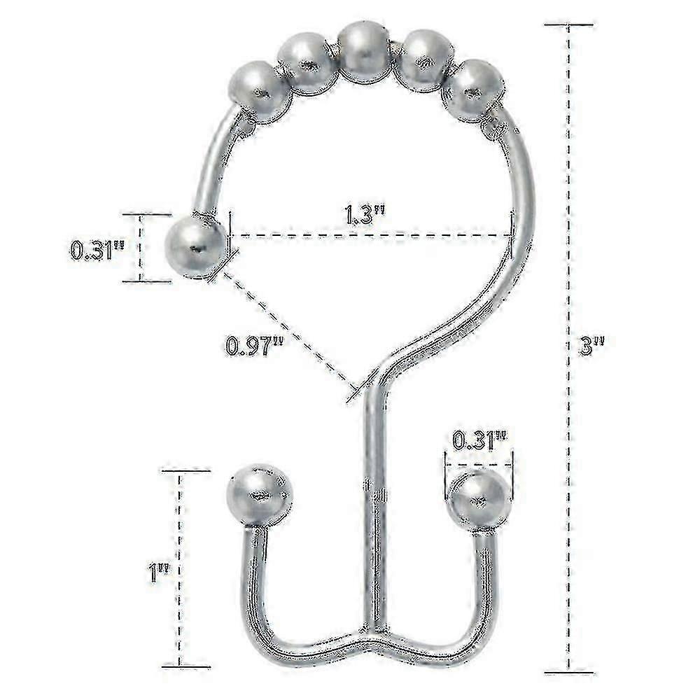 Duschdraperi Krokar Ringar, 12-Pack Roller Ball Bad Ringar