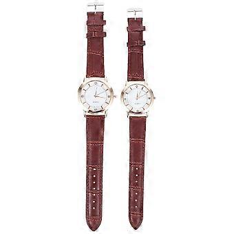 Paar polshorloges met bandje, modieus quartzhorloge voor studenten, 2 stuks