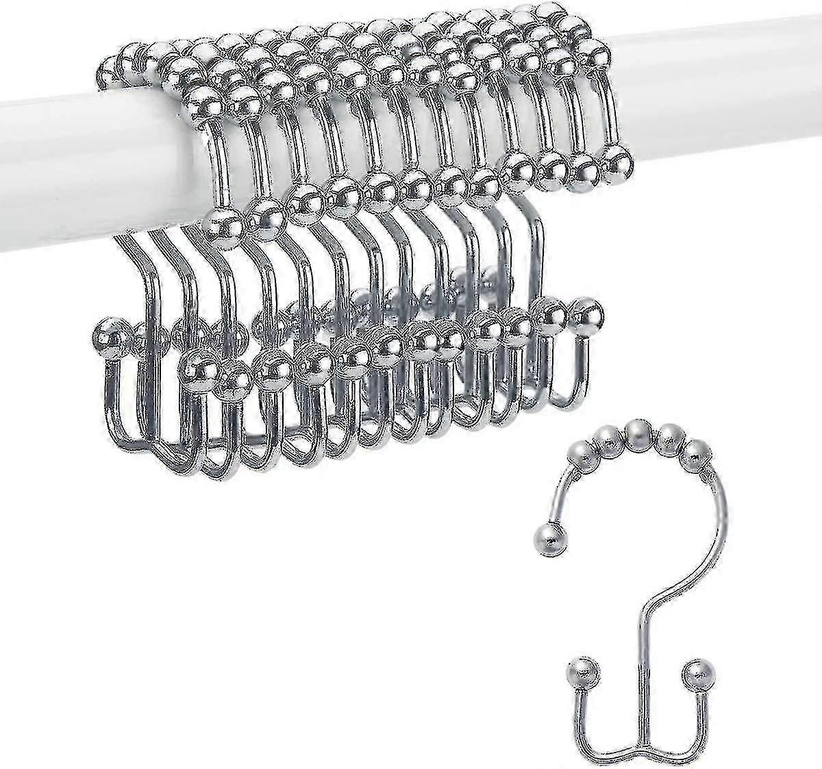 Bathroom Rust-proof Mountain-shaped Ball Shower Curtain Sliding Hook Ring (silver)