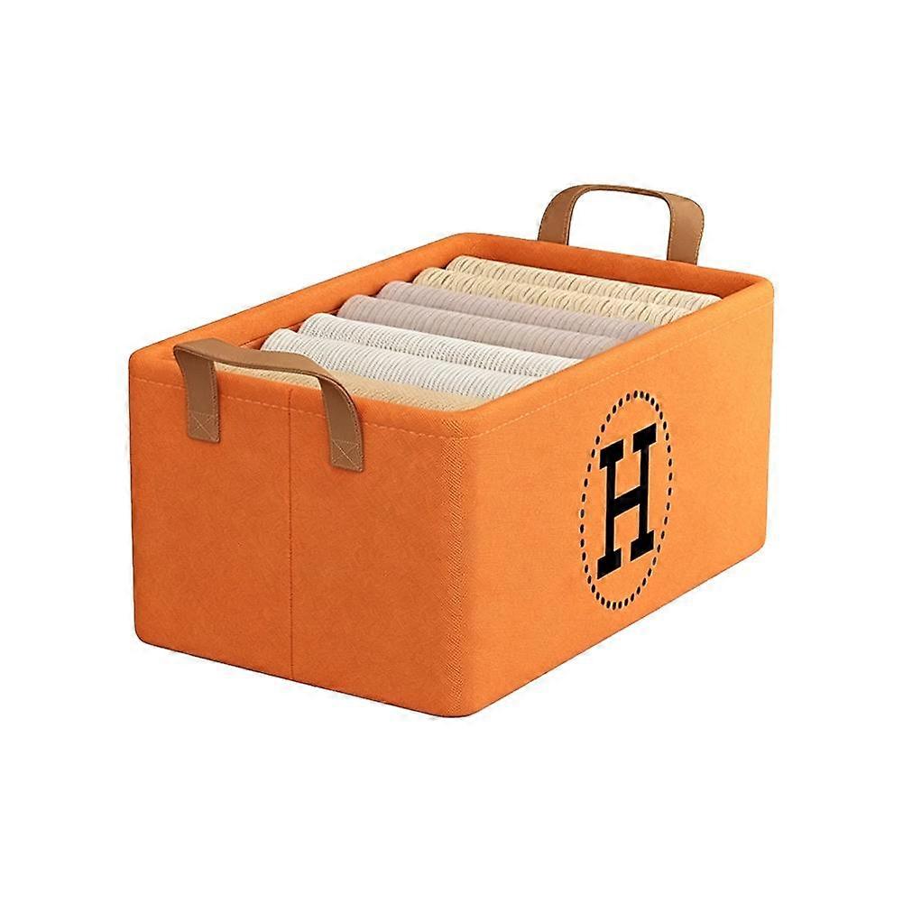 Clothing Storage Box - Large Capacity, Fabric, Orange, Stackable