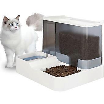 2 in 1 3.8L Automatic Food and Water Dispenser for Cats and Small Dogs Fountain Feeders and Drinkers (White)