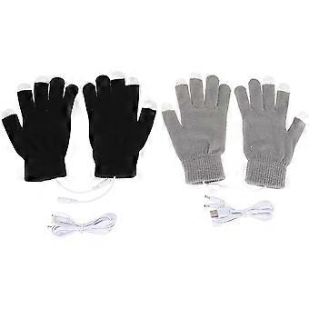 2 Pairs USB Heated Gloves Touchscreen Mitts Winter Hands Warmer for Men Women