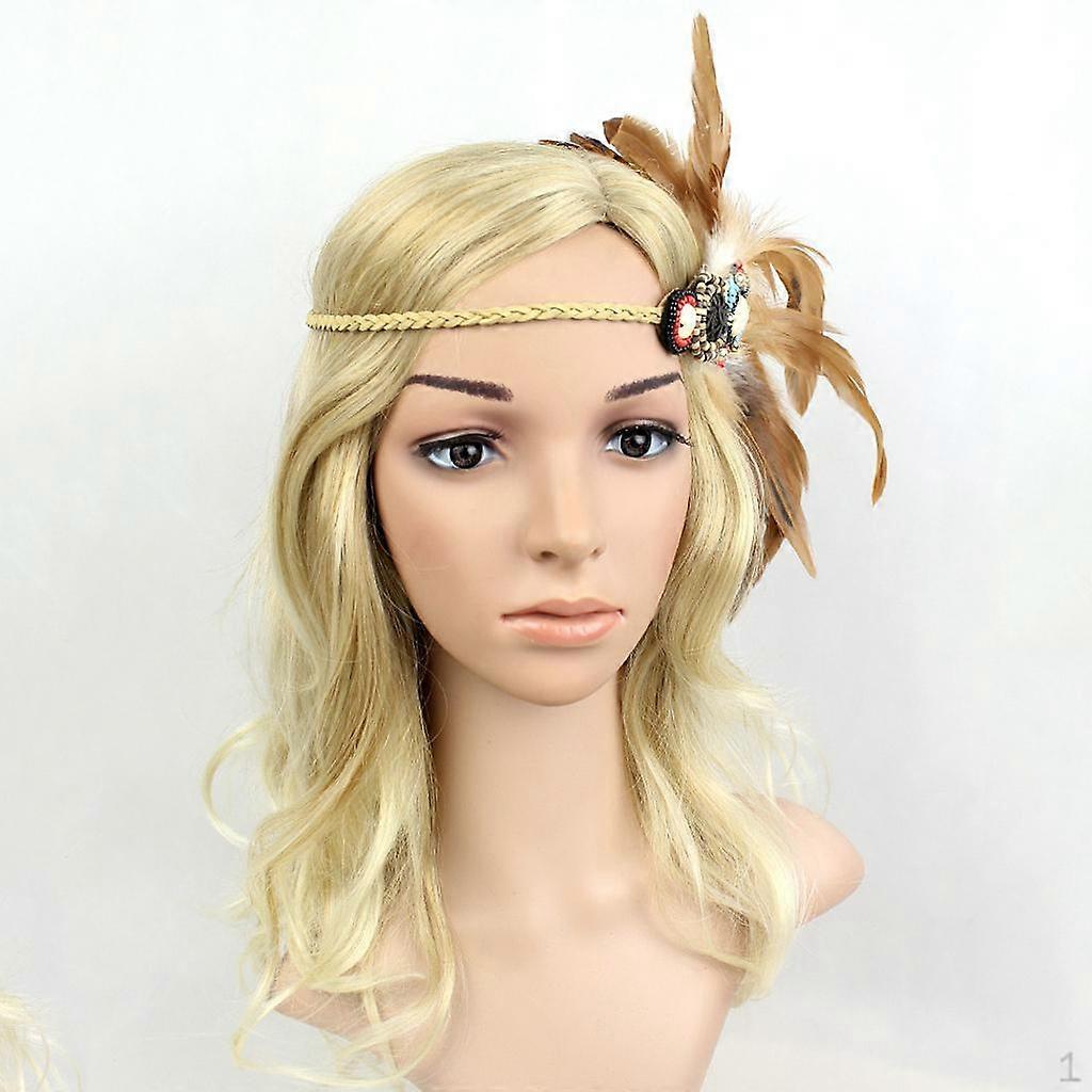 Bead Braided Feather Headband Headpiece