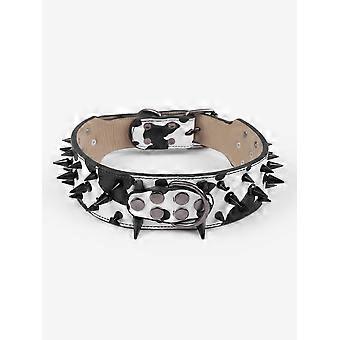 Collier à pointes et clous pour grands chiens – Cuir PU robuste de 5 cm de large avec bouclerie métallique réglable ultra-résistante