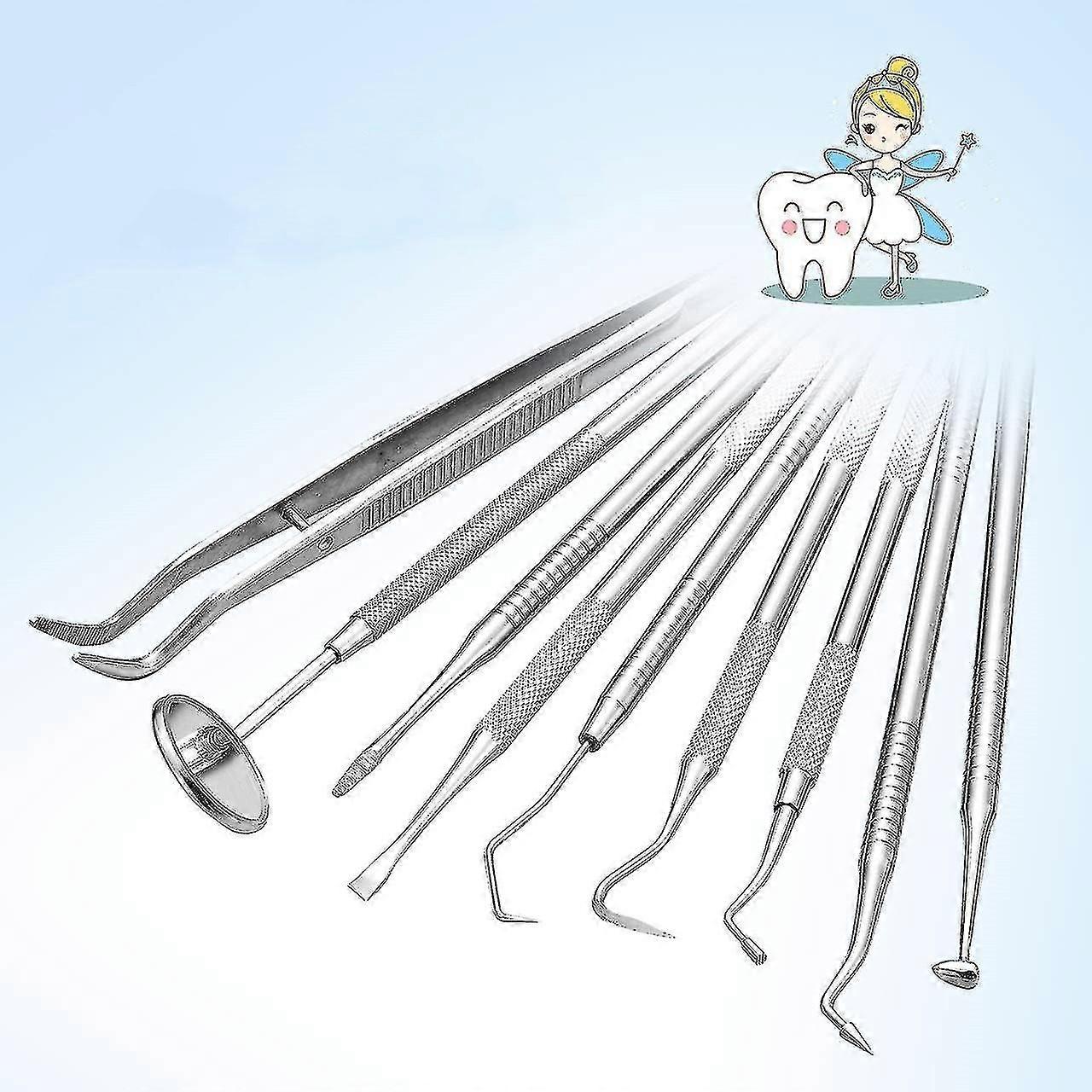 Ensemble de 8 instruments dentaires en acier inoxydable
