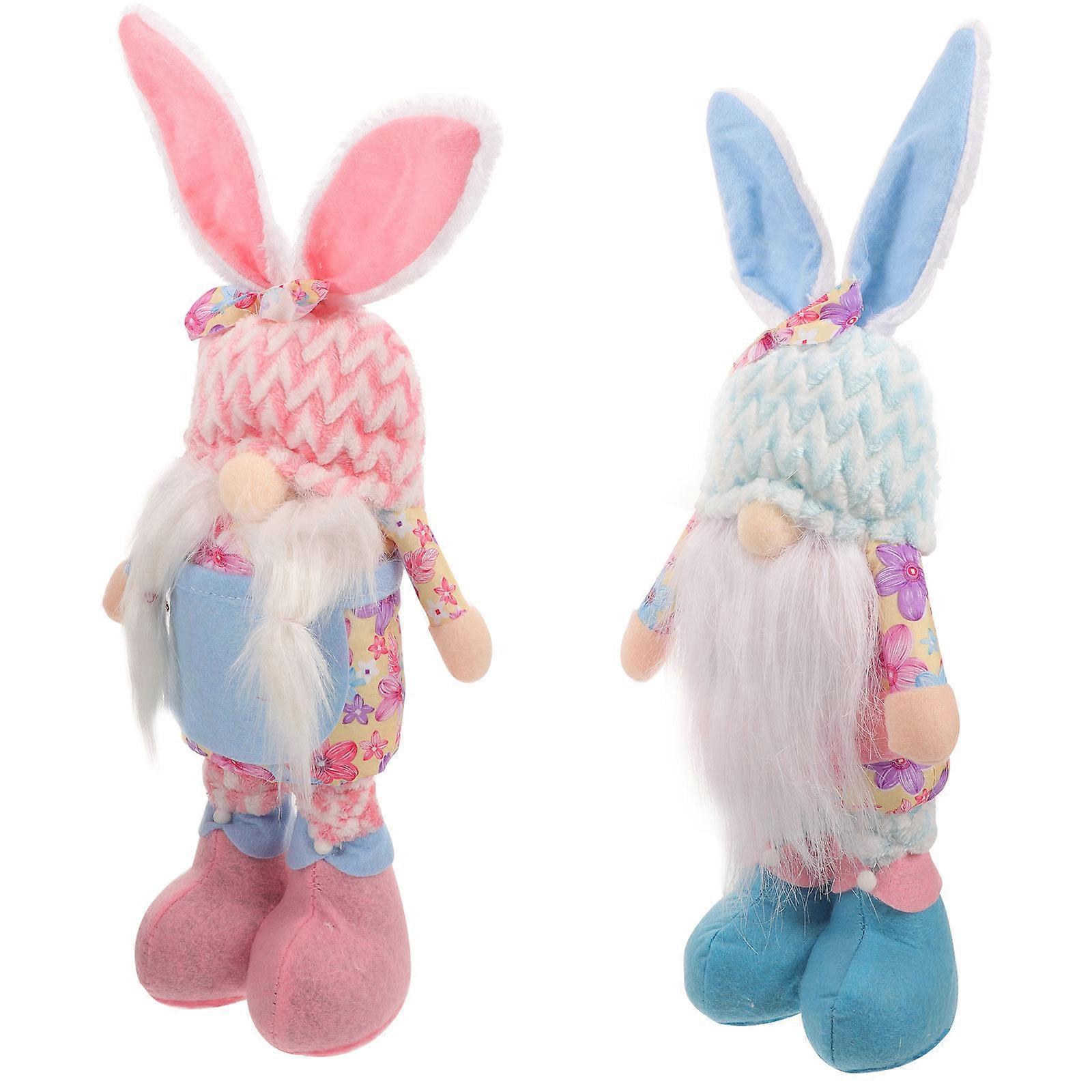 2Pcs Easter Bunny Gnomes Easter Decors Telescopic Easter Gnomes Easter Bunny Gnome Ornaments