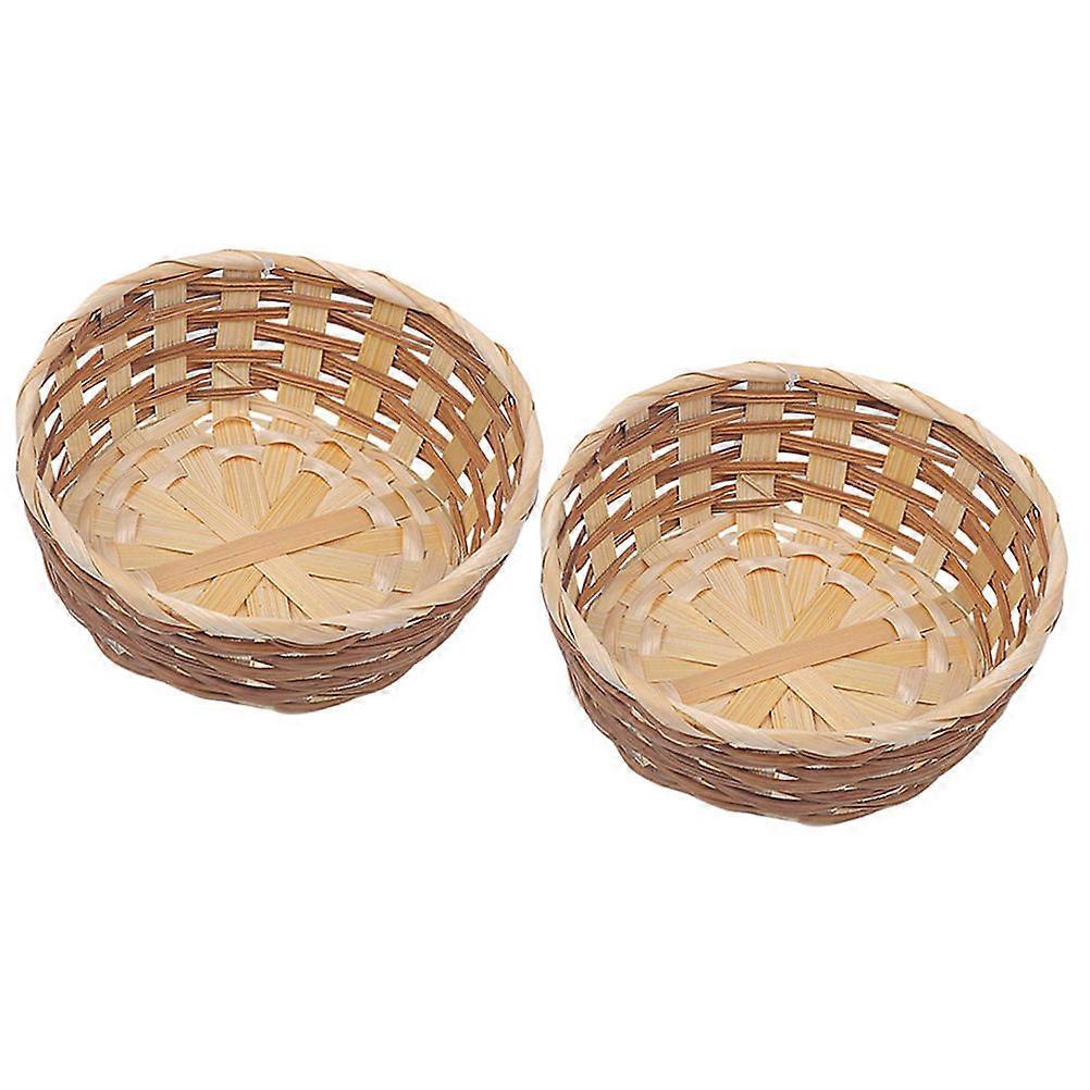 2pcs Bread Baskets Woven Baskets Tabletop Food Fruit Vegetables Serving Baskets