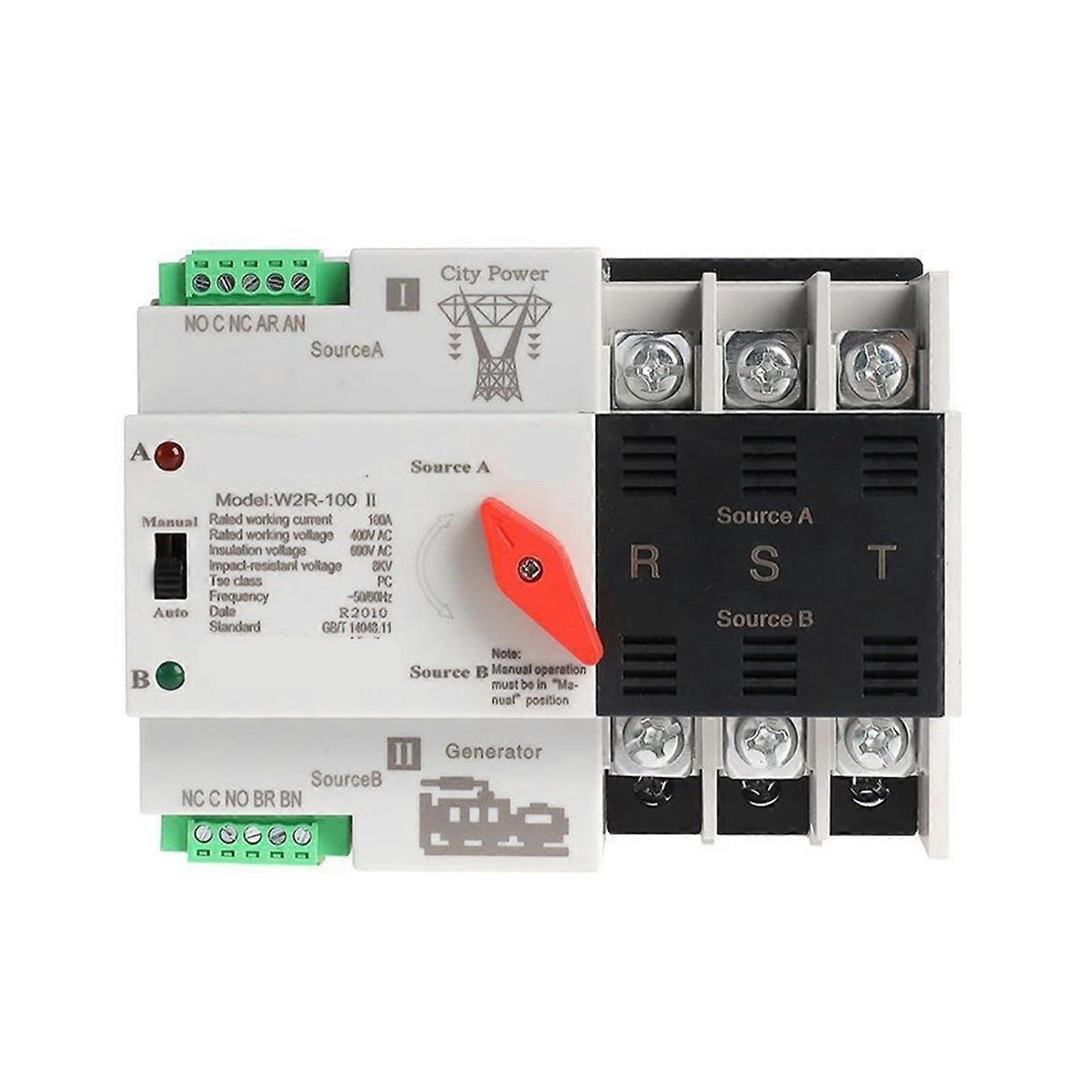 3P 100A 220V Automatic Transfer Switch,  Current Three Pole Electrical Switch for Industrial Use