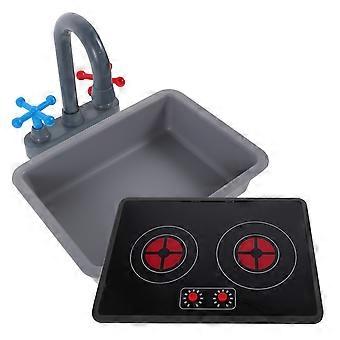 Children's Kitchen Toy Pretend Play Set with Sink Faucet and Cooker Accessories