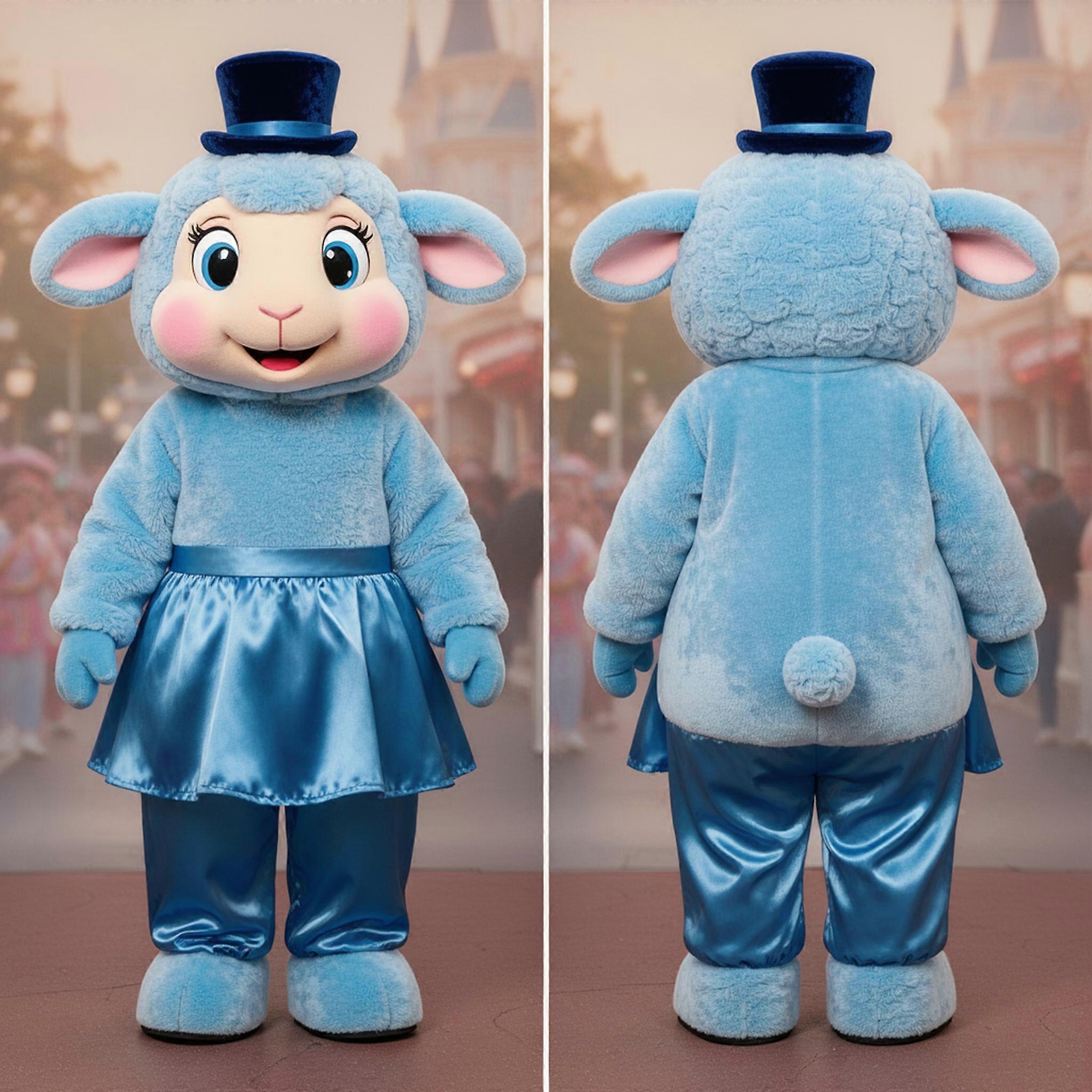 MASTICOT Sky Blue Velvety Sheep Mascot