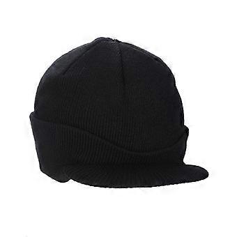 SZTXJ Miesten talvipipo-musta Brim Warm Double Knit Cuff Beanie Cap