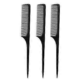 Rat Tail Combs Wide Tooth Comb Detangling Hair Styling Coarse Hair Foiling Thick Back Parting Combs Hairstylist Combs For Women Made In USA 3 Pc. (Bla