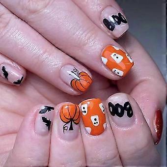 Pumpkin Bat Glossy Acrylic Press On Nails
