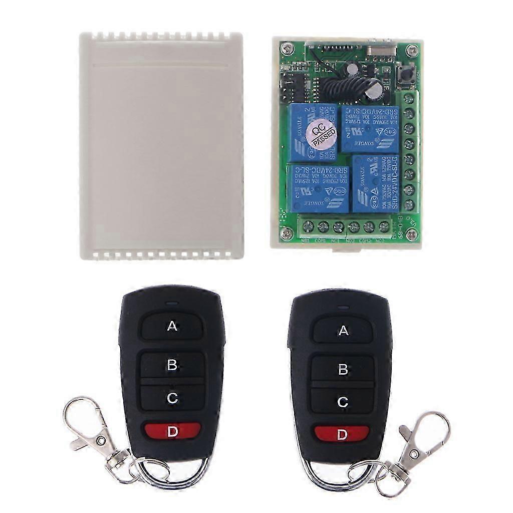 24V 4 Channel Wireless RF Remote Control Switch Relay Receiver Module with 2 Transmitters