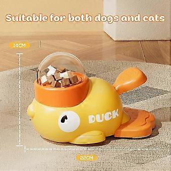 Gele eend snoepjesdispenser, slow feeder puzzelspeelgoed voor katten en honden