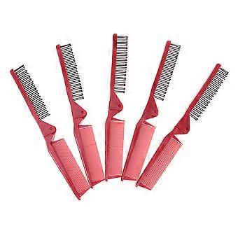 Double Headed Red Hair Comb Folding Comb for Anti-Static Use 15Pcs