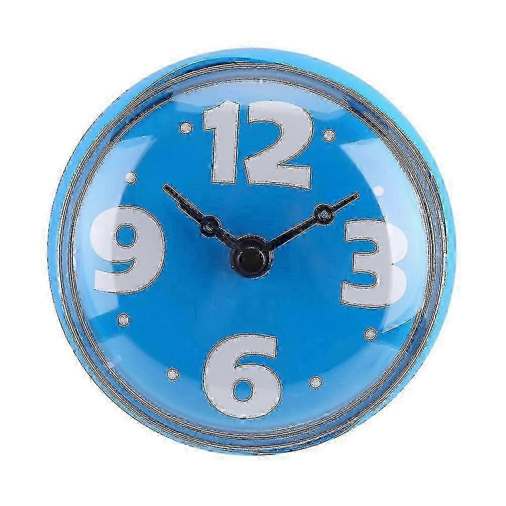 Waterproof Suction Wall Window Mirror Bath Shower Clock Bathroom Accessories Blue