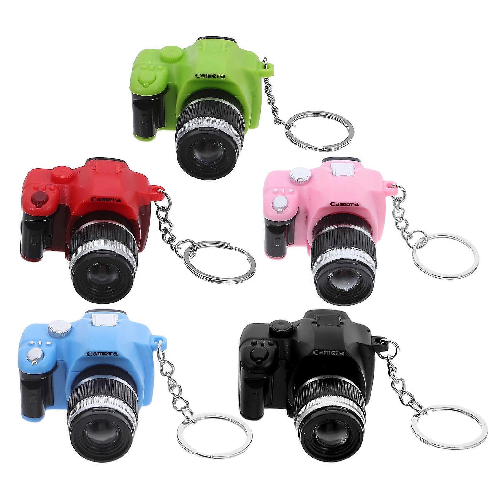 Creative Camera Keychain LED Glowing Keyring for Hanging Keys 15Pcs