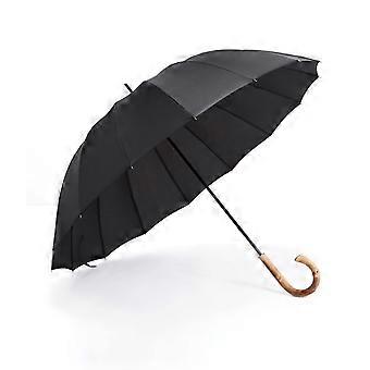 Windproof Automatic Umbrella 16 Rib Waterproof QuickDry Canopy 108cm Large Stick Umbrella Black