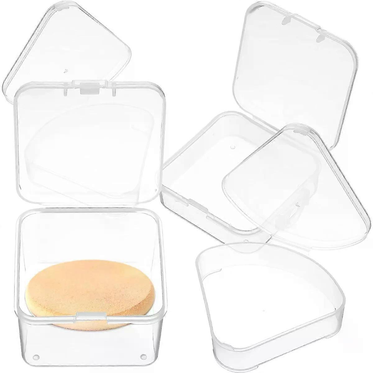 4pcs Makeup Puff Boxes Portable Plastic Cosmetic Cases
