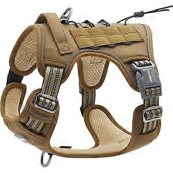 Taktisk Anti Pull Hundesele Justerbar Pustende Kjæledyr Vest Sele For Middels Stor Hund Reflekterende Militære Materialer Grønn Brun