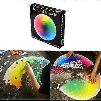 1000 Piece Round Jigsaw Puzzle for Adults Rainbow Circular Challenge Design with Poster Wall Art