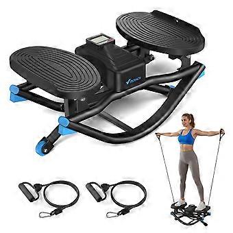 Fitness Stepper Voor Thuis - Zwart-Blauw - 150 Kg Max Belastbaar - Compact 51,5x31x26 Cm - Polypropyleen