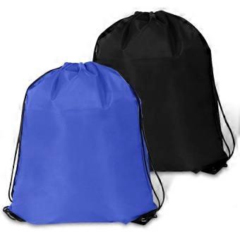 2 sacs à dos à cordon noir pour la salle de sport, le shopping et les fêtes (noir + bleu).