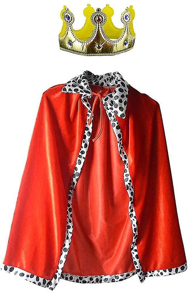 King Robe Costume Medieval Prince King Costume Cape(cape&crown) Red