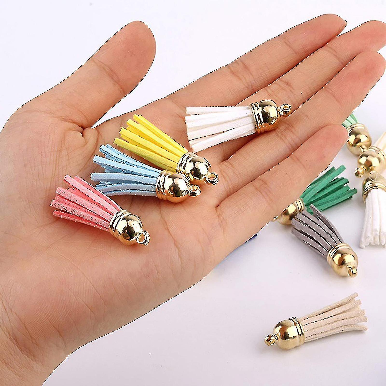 200 Pcs Keychain Tassel Key Chain Ring Set Leather Tassel Chain Set Diy Crafts