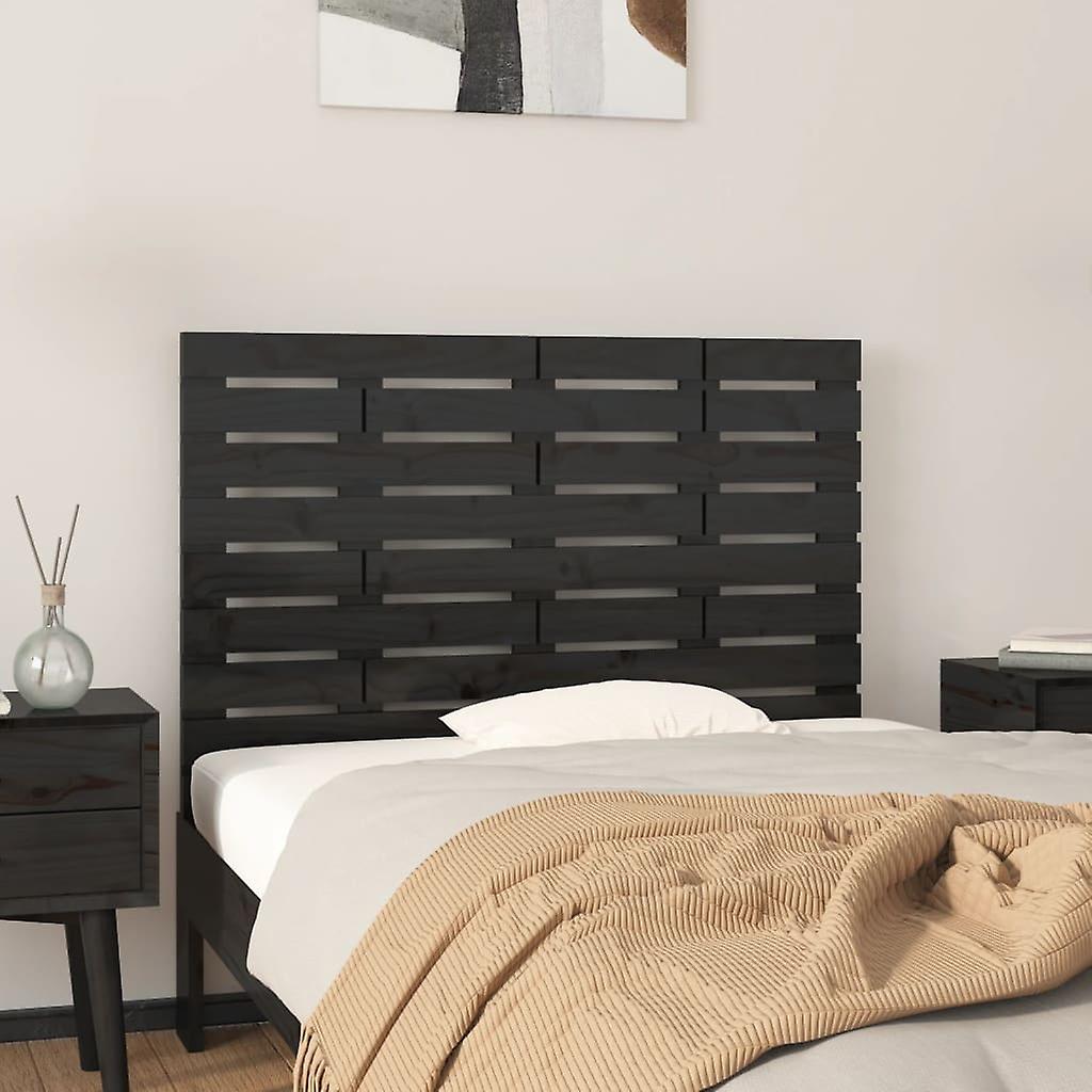 Wall Headboard Black 81x3x63 cm Solid Pine Wood