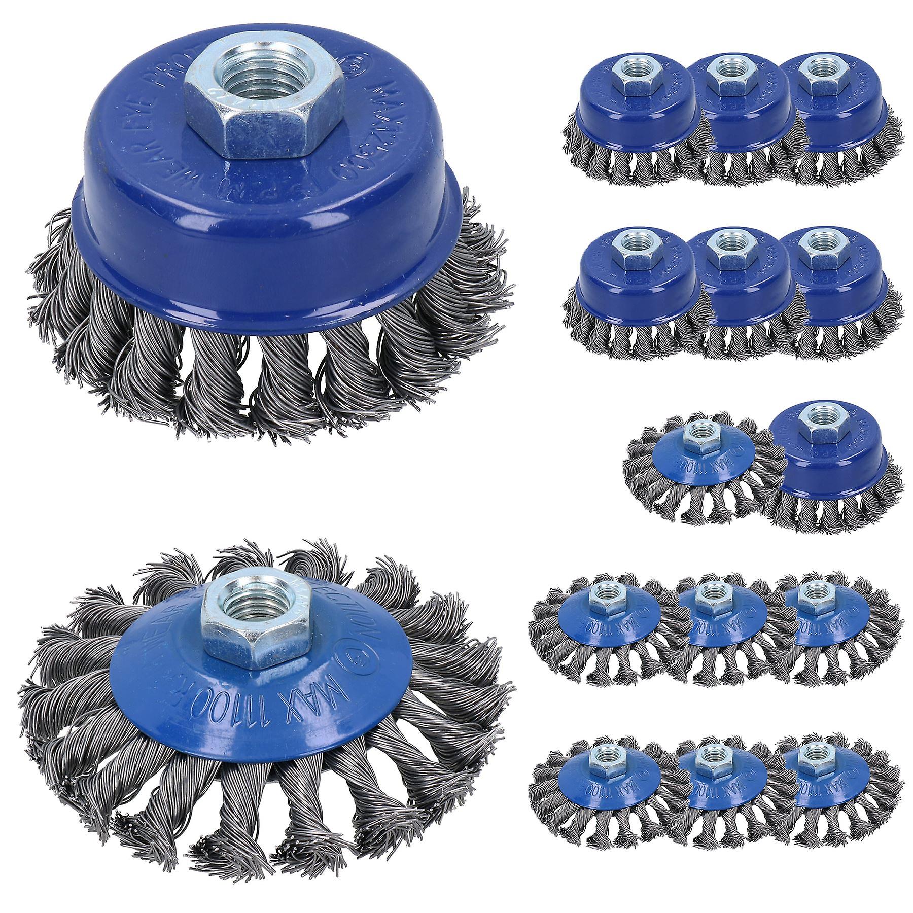 16pc Twist Knot Cup and Flat Bevel Brushes Rust Paint Removal for 4-1/2” Grinders