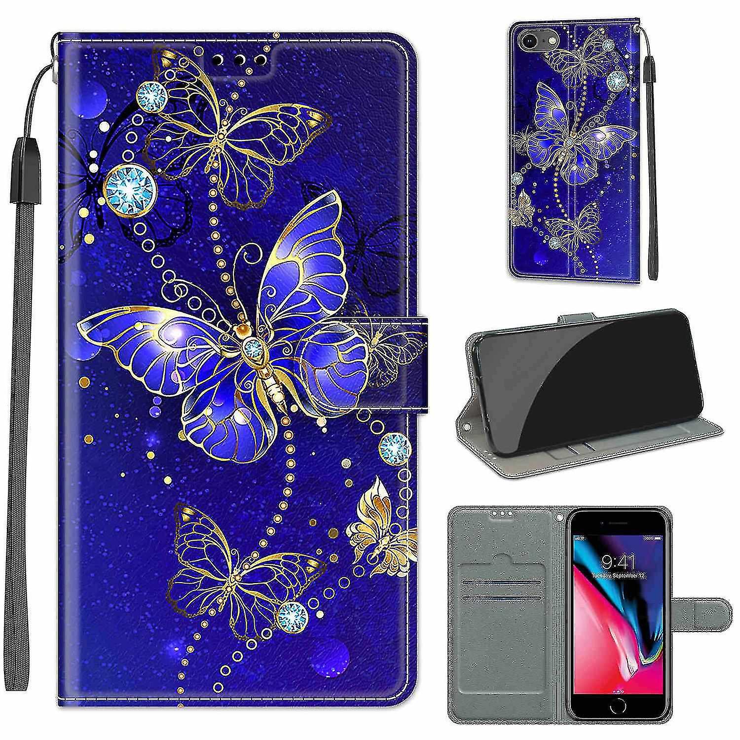Compatible With Iphone 8/ 7/ Se Blue Butterfly Mobile Case