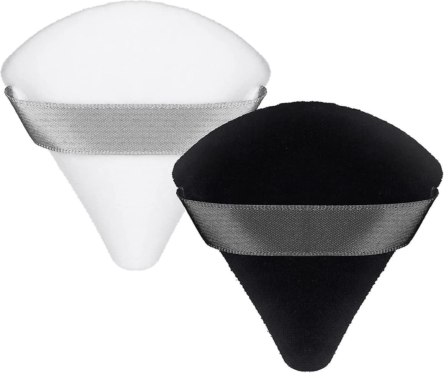 2 Pcs Powder Puff Makeup Puff Triangle Powder With Strap(black, White)