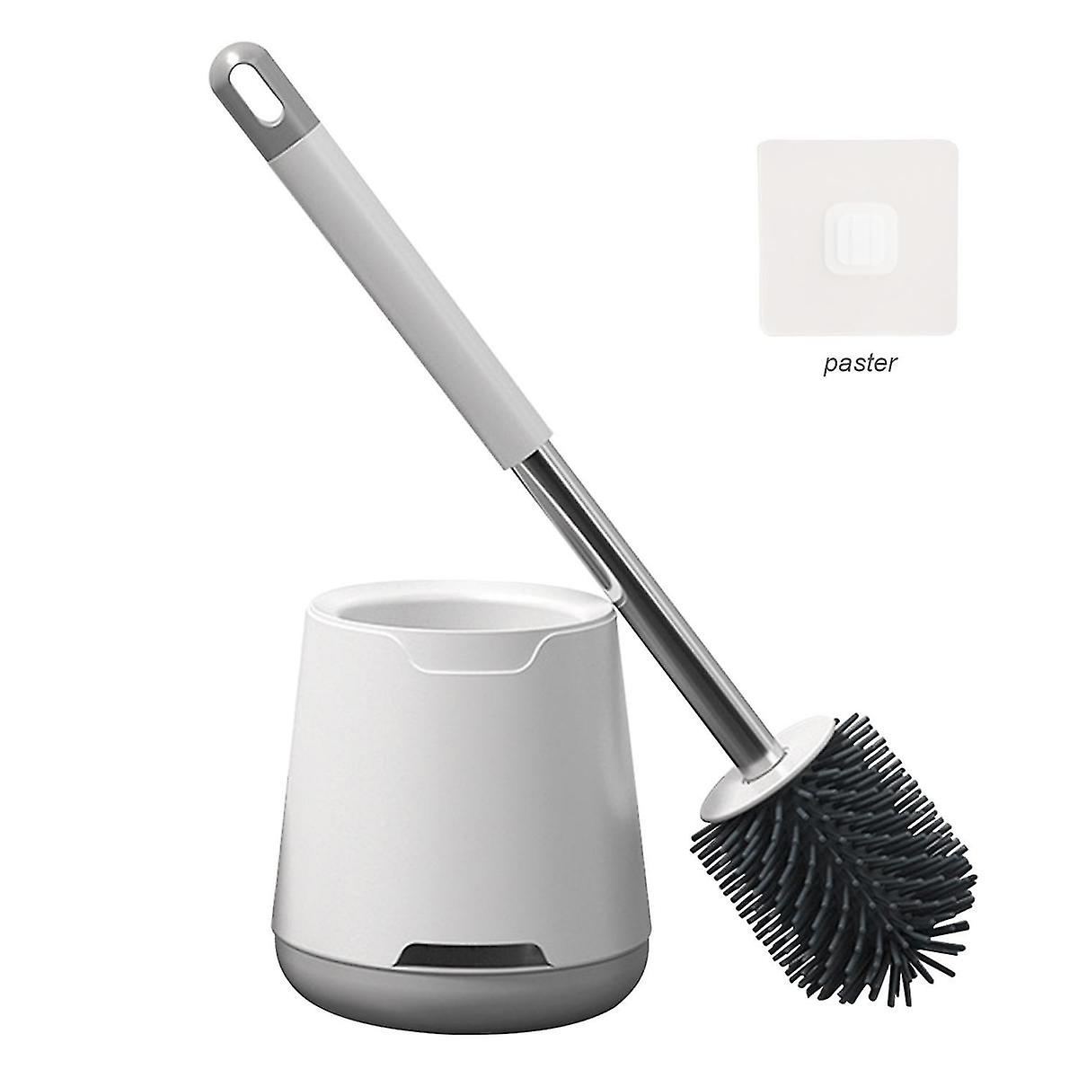 Wall-mounted toilet bowl, brush and soft mane.