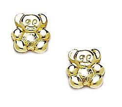 Boucles d’oreilles singe estampage en or jaune 14 carats Boucle d’oreille clou 7 x 7 mm