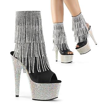 Pleaser Women's Boots Bejeweled-1024rsf-7 Blk Faux Leather-slv/slv Multi Rs
