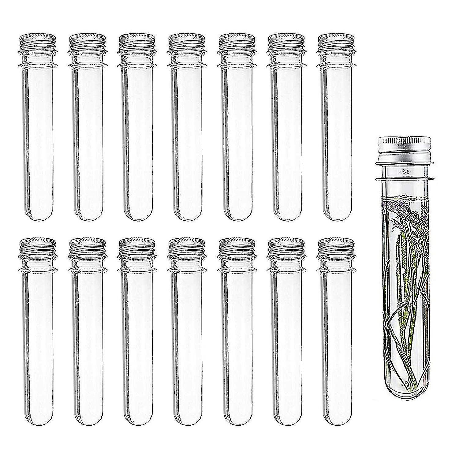 14pcs Test Tubes Plastic Transparent Test Tubes With Aluminum Lids