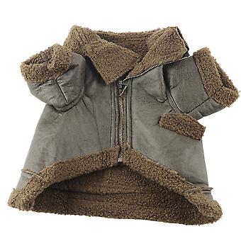 Hundelederjacke Pet Winter Lederjacke für kleine, mittelgroße, Hunde und KatzenXL