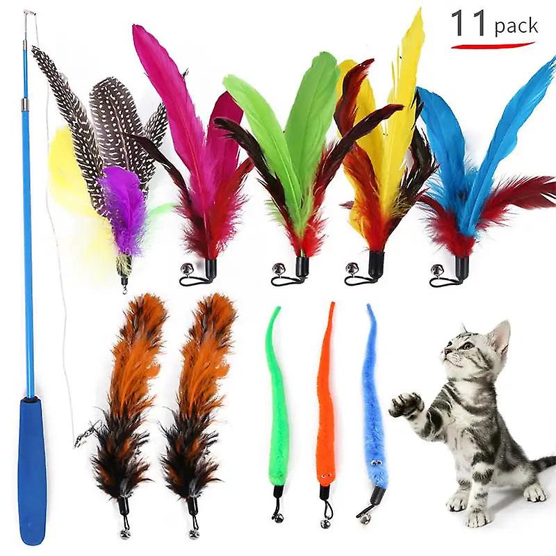 11Pcs Replacement Cat Feather Toy Set Feather Replacement Head Retractable Cat Stick Cat Products