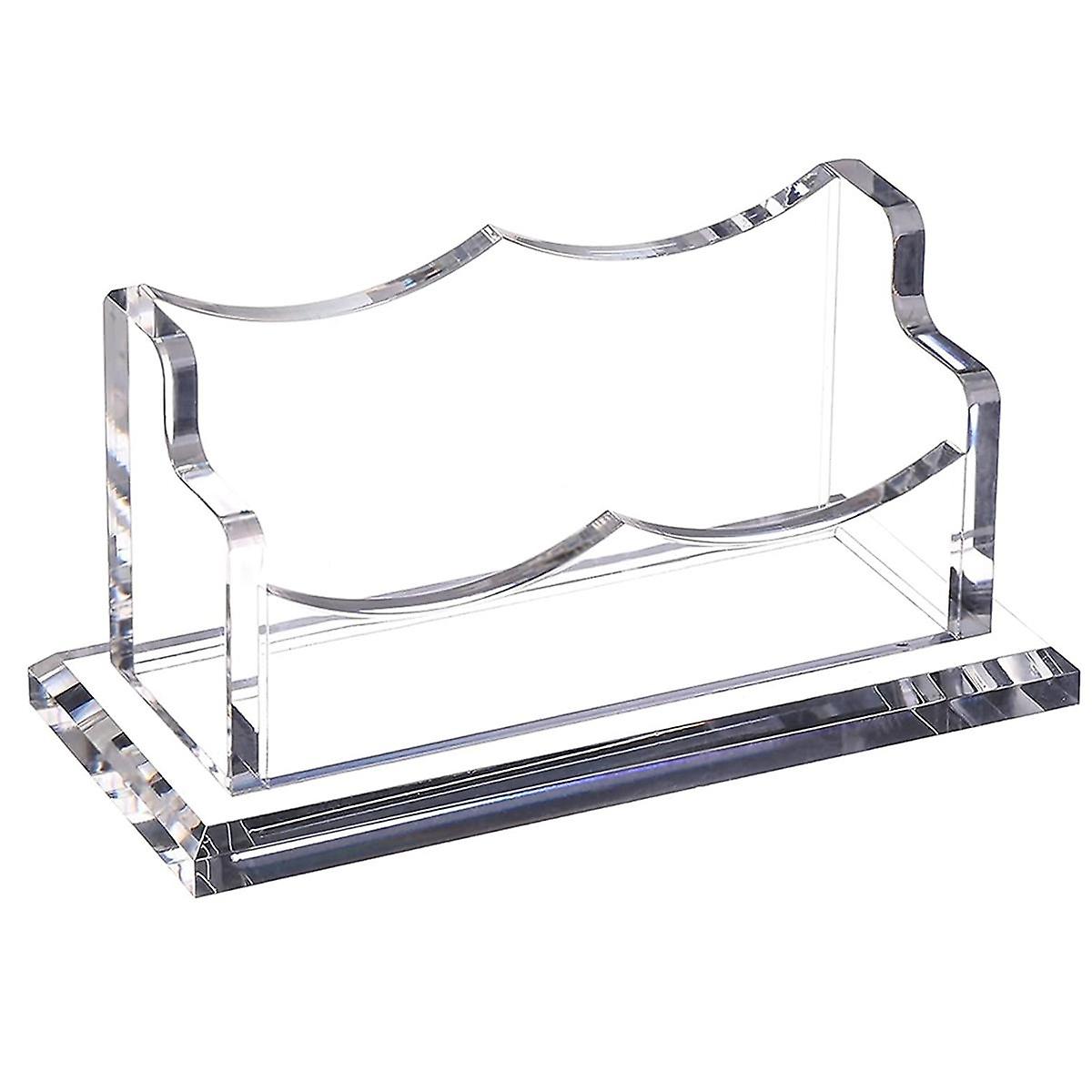 Clear Horizontal Business Card Holder Stand for Desk, Acrylic Desktop Display Name Cards Holders Or