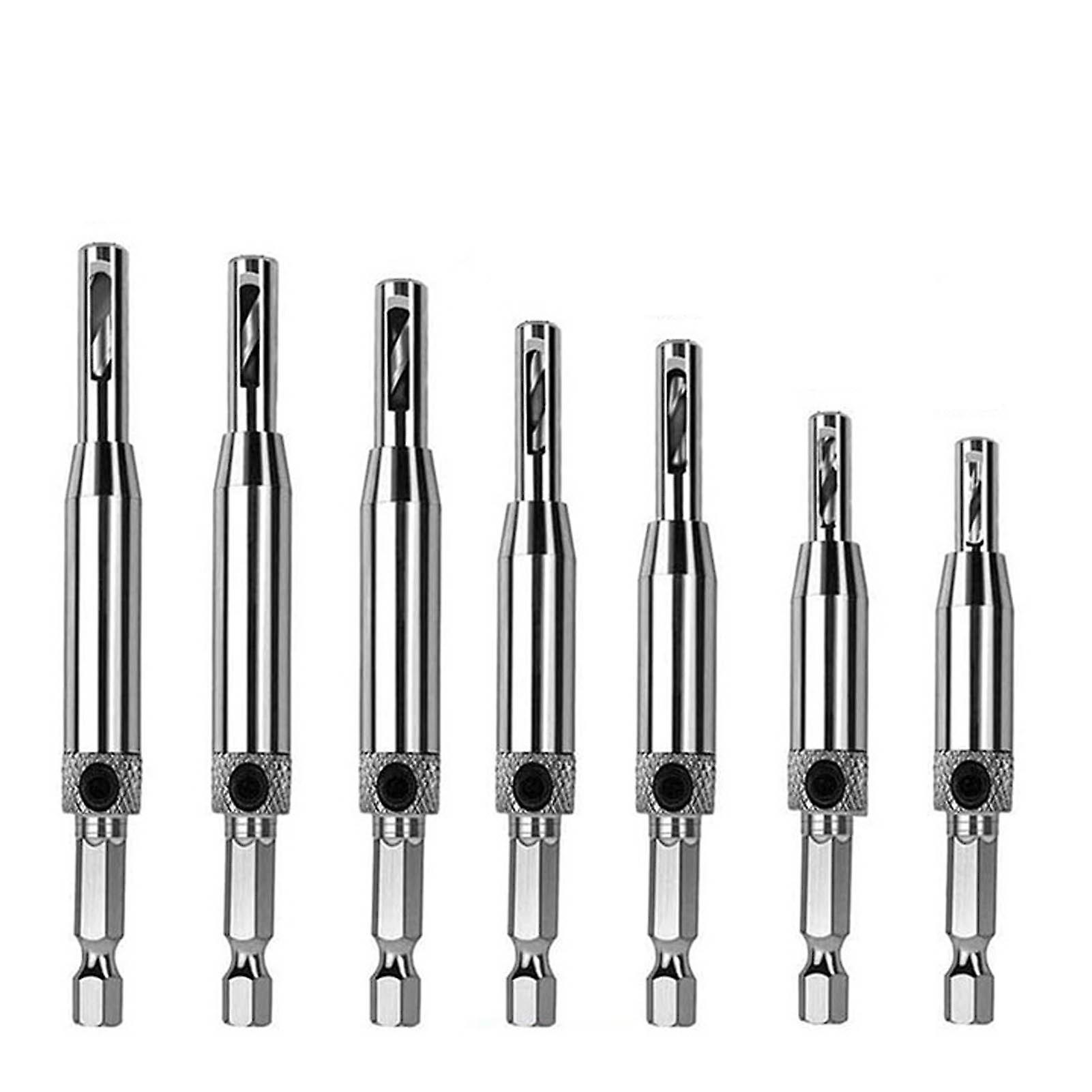Self Centering Drill Bits Set 4/7pcs Hinge Tapper Core Drill Bit Set for Woodworking Adjustable Door Window Drill Bits