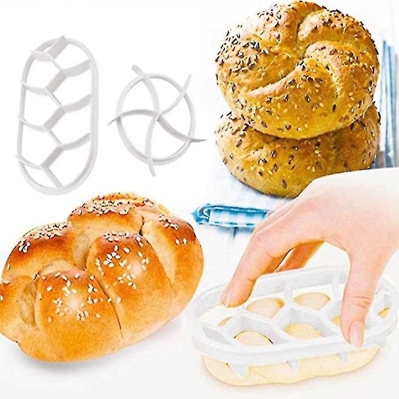 2 Pcs Bread Stamp Press,bread Press Mold Bread Roll Baking Tins German Style Bread Roll (White)