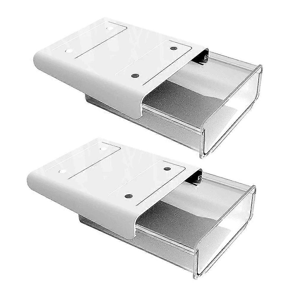2 Pcs Under Desk Drawer Organizer,Self-Adhesive Pop-Up Under Desk Storage Box,Under Table Drawer Tr