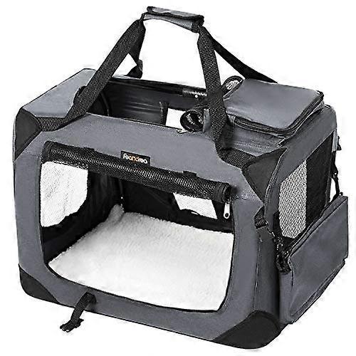 Foldable pet carrier with mesh window and metal frame