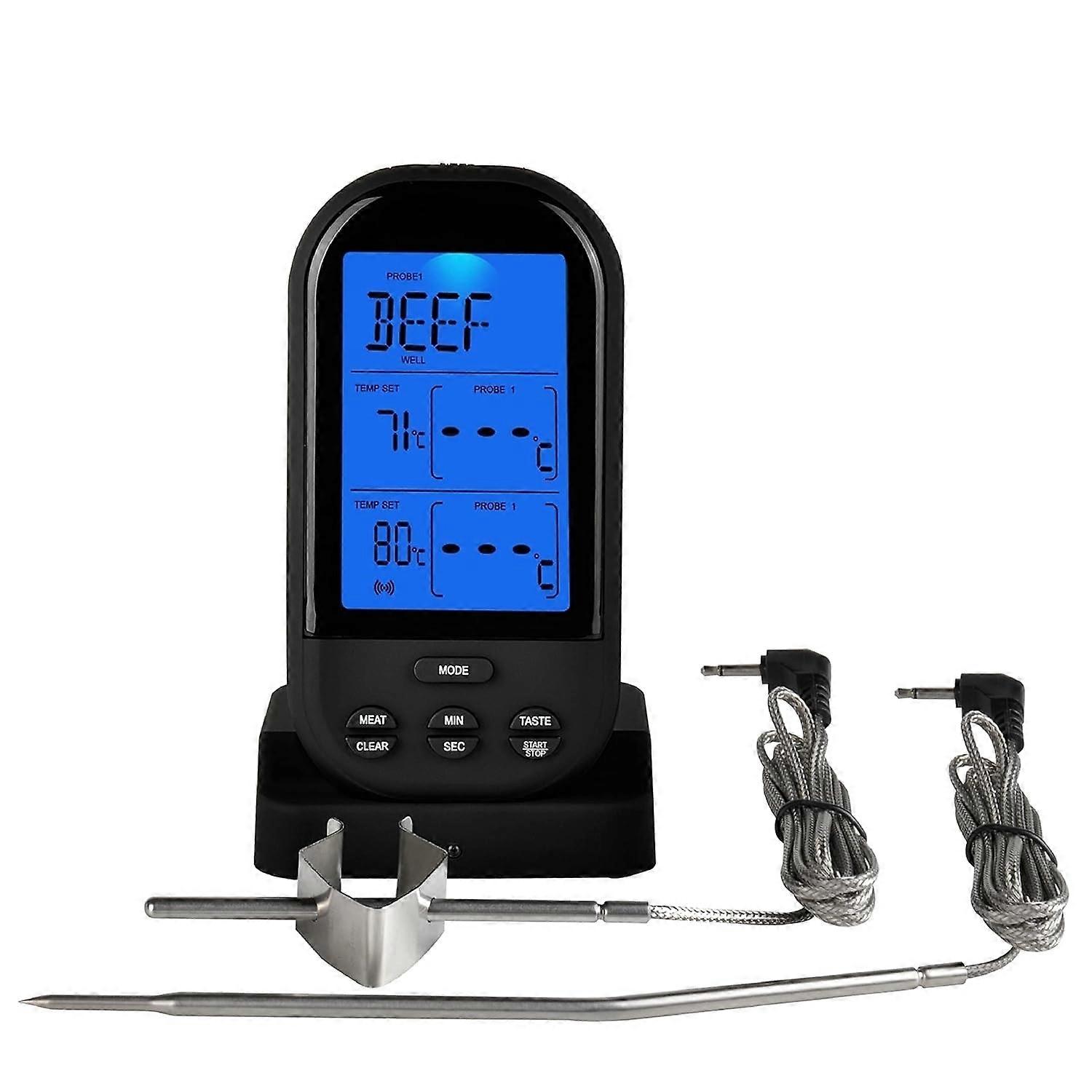 Wireless Digital Meat Thermometer Kitchen Timer with Dual Probes Cooking Thermometer for Beef Smoker
